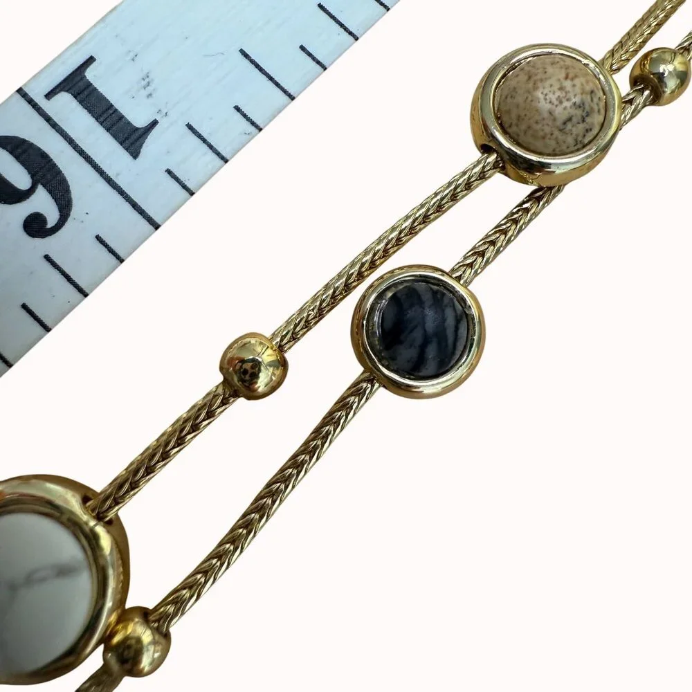 Talbots‎ Bracelet Toggle Gold Tone, Casual, Neutral, Classic, Layered, Stone